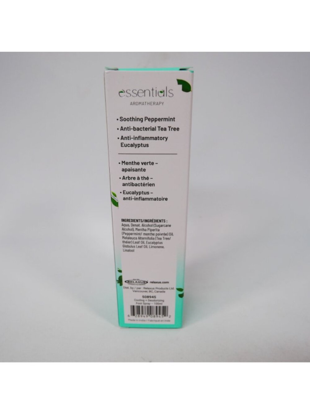 Relaxus - Essentials Aromatherapy Cooling & Deodorizing Foot Spray 100 mL - Picture 2 of 3